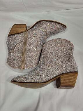 Hey Girl by Corkys Shine Bright Clear Rhinestone Ankle Boots
